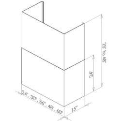 2 Piece Ceiling Duct Cover Extension For Pyramid Style - 10 to 12 Foot: 36 Inch - 2 Piece Ceiling Duct Cover Extension For Pyramid Style - 10 to 12 Foot view