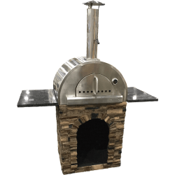 25 Inch Pizza Stand Island - Pizza Stand Island with Side Shelves view