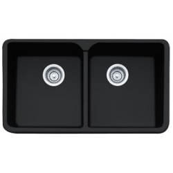 31 Inch Apron Front Double Bowl Fireclay Sink: Matte Black - Matte Black view