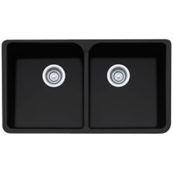 35 Inch Apron Front Double Bowl Fireclay Sink  - Matte Black view