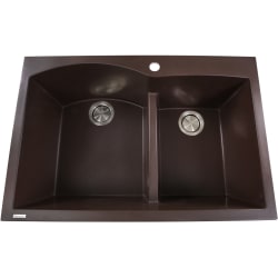 33 Inch Dualmount Double Bowl Kitchen Sink  - 33 Inch Dualmount Double Bowl Kitchen Sink with 9 1/4 Inch Bowl Depth view