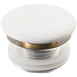 2 Inch White Pop Up Drain  - Pop-Up Drain with Porcelain Ceramic Top for Bathroom Sink without Overflow in Gloss White view
