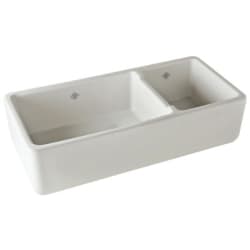 39 Inch Apron Front Double Bowl Fireclay Kitchen Sink  - Parchment view