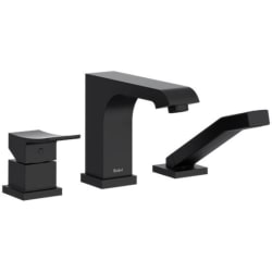 3-Hole Deck Mount Tub Filler Trim  - Zendo 3-Hole Deck Mount Tub Filler Trim with Hand Shower in Black view