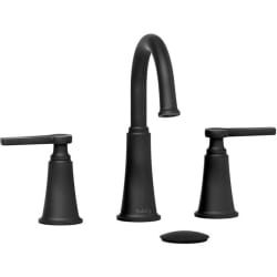 Double Lever Handle Widespread Lavatory Faucet  - Momenti? Widespread Lavatory Faucet With C-Spout in Black view