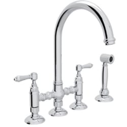 Double Lever Deck Mount Cast Spout Faucet  - Polished Nickel Model Shown Here view