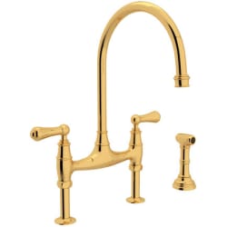 16 3/8 Inch Bridge Faucet  - Rohl Perrin & Rowe Georgian Era Bridge Faucet With Sidespray view