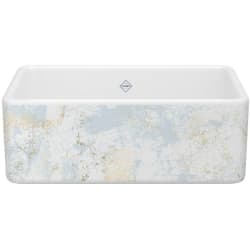18 Inch Single Bowl Farmhouse Apron Front Fireclay Kitchen Sink  - 18 Inch Single Bowl Farmhouse Apron Front Fireclay Kitchen Sink with 3 1/2" Drain Connection view