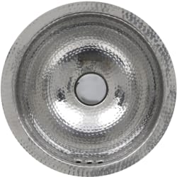 13 Inch Hand Hammered Round Undermount Bathroom Sink  - 13 Inch Hand Hammered Stailess Steel Round Undermount Bathroom Sink With Overflow view