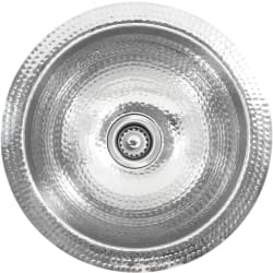 13 Inch Hand Hammered Round Bar Sink  - 13 Inch Hand Hammered Stailess Steel Round Bar Sink with 5 inch Bowl Depth view
