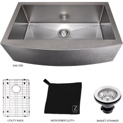 33 Inch Apron Mount Single Bowl Scratch Resistant Stainless Steel Kitchen Sink  - Vail Farmhouse Apron Mount Single Bowl Kitchen Sink with Bottom Grid and Accessories view