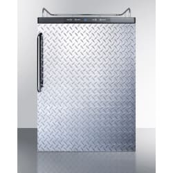 24 Inch Freestanding Custom Tap Beer Dispenser  - Diamond Plate Beer Dispenser with Towel Bar Handle view