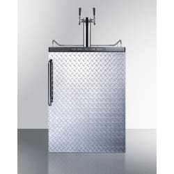 24 Inch Freestanding Beer Dispenser  - Diamond Plate Beer Dispenser with Towel Bar Handle view