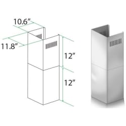 2 Pcs. 12 In. Short Chimney Pieces for 7 Ft. to 8 Ft. Ceilings - Short Chimney Pieces view