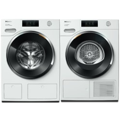 Side-by-Side Front Load Washer and Electric Dryer Set in White - Side by Side Washer & Dryer with Front Load Washer & Heat Pump Dryer in White view