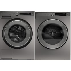 Side-by-Side Front Load Washer and Electric Dryer Set in Titanium - Side by Side Washer and Heat Pump Dryer view