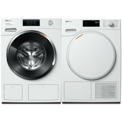 Side-by-Side Front Load Washer and Electric Dryer Set in White - Side by Side Washer & Dryer Set with Front Load Washer & Heat Pump Dryer in White view