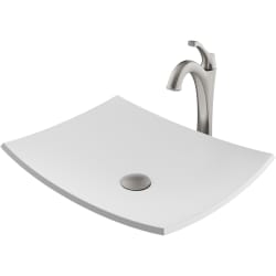 19 3/5 Inch White Matte Solid Surface Rectangular Bathroom Vessel Sink and Arlo™ Faucet Combo Set  - Brushed Nickel view