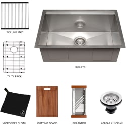 Garmisch 27 Inch Undermount Single Bowl Scratch Resistant Stainless Steel Kitchen Sink  - 27 Inch Garmisch Undermount Single Bowl Kitchen Sink with Bottom Grid and Accessories view