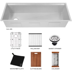 Garmisch 45 Inch Undermount Single Bowl Scratch Resistant Stainless Steel Kitchen Sink  - 45 Inch Garmisch Undermount Single Bowl Kitchen Sink with Bottom Grid and Accessories view