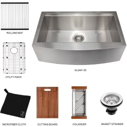 Moritz 33 Inch Farmhouse Apron Mount Single Bowl Stainless Steel Kitchen Sink  - Moritz 33 Inch Farmhouse Apron Mount Single Bowl Stainless Steel Kitchen Sink with Accessories view