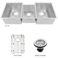 Breckenridge 45 Inch Undermount Triple Bowl Stainless Steel Kitchen Sink  - Breckenridge 45 Inch Undermount Triple Bowl Stainless Steel Kitchen Sink with Accessories view
