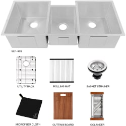 Breckenridge 45 Inch Undermount Triple Bowl Scratch Resistant Stainless Steel Kitchen Sink  - Breckenridge 45 Inch Undermount Triple Bowl Stainless Steel Kitchen Sink with Accessories view