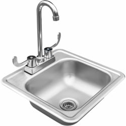 15 Inch Drop-In Sink & Hot/Cold Faucet  - 15x15" Stainless Steel Drop-In Sink & Hot/Cold Faucet view