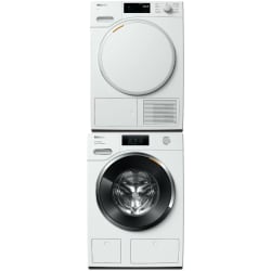 Stacked Front Load Washer and Electric Dryer Set in White - Stacked Washer & Dryer Set with Front Load Washer & Heat Pump Dryer in White view