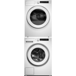 Stacked Front Load Washer and Electric Dryer Set in White - Stacked Washer & Dryer Set with Front Load Washer & Smart Electric Dryer in White view