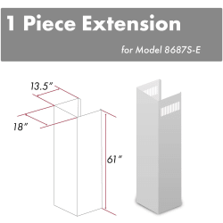 61 Inch Chimney Extension for Ceilings up to 12.5 ft. - 61 Inch DuraSnow Stainless Steel Chimney Extension view