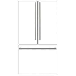 Stainless Steel 3pc Handle Kit for French Door Refrigerator - front view