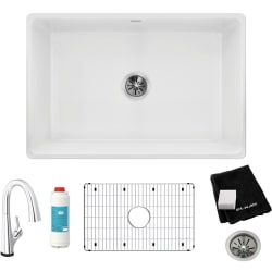 19 Inch Single Bowl Farmhouse Kitchen Sink Kit  - Elkay® Fireclay Single Bowl Farmhouse Sink Kit with Filtered Faucet view