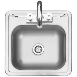 15 Inch Stainless Steel Drop-In Kitchen Sink  - 15 Inch Stainless Steel Drop-In Kitchen Sink with Hot and Cold Faucet view