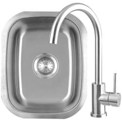 15 Inch Stainless Steel Drop-In Kitchen Sink  - 15 Inch Stainless Steel Drop-In Kitchen Sink with Hot and Cold Faucet view
