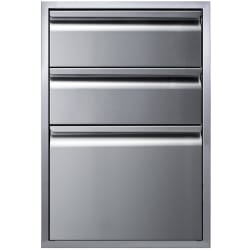 21 Inch Triple Access Stainless Steel Drawer Stack  - 21 Inch Triple Access Stainless Steel Drawer Stack with Soft Close view