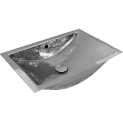 Hand Hammered Stainless Steel Rectangle  - Hand Hammered Stainless Steel Rectangle with Undermount Bathroom Sink view