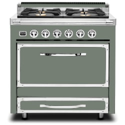 36 Inch Freestanding Dual Fuel Range  - 36 Inch Freestanding Dual Fuel Range in Eucalyptus Finish view