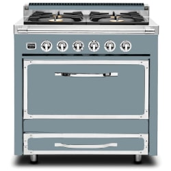 36 Inch Freestanding Dual Fuel Range  - 36 Inch Freestanding Dual Fuel Range in November Sky Finish view