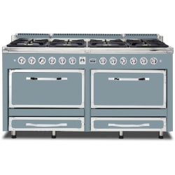 66 Inch Freestanding Dual Fuel Range  - 66 Inch Freestanding Dual Fuel Range in November Sky Finish view