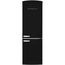 24 Inch Counter Depth Freestanding Bottom Mount Refrigerator  - Classic Retro 12 cu. ft. Bottom Freezer Refrigerator in Matte Black view