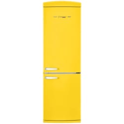 24 Inch Counter Depth Freestanding Bottom Mount Refrigerator  - Classic Retro 12 cu. ft. Bottom Freezer Refrigerator in Canary Yellow view
