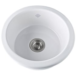 18.25 Inch Under Mount Single Bowl Fireclay Sink  - White view