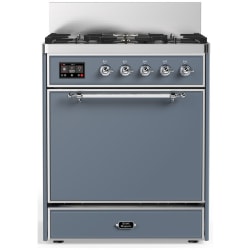 30 Inch Freestanding Dual Fuel Range  - 30 inch Dual Fuel Range with 5 Black Brass Burners view