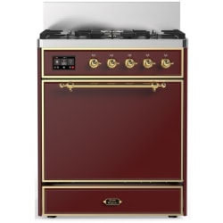 30 Inch Freestanding Dual Fuel Range  - 30 inch Dual Fuel Range with 5 Black Brass Burners view