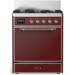 30 Inch Freestanding Dual Fuel Range  - 30 inch Dual Fuel Range with 5 Black Brass Burners view