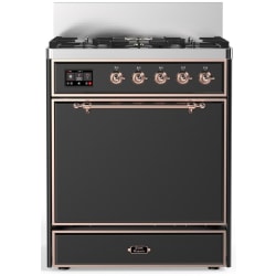 30 Inch Freestanding Dual Fuel Range  - 30 inch Dual Fuel Range with 5 Black Brass Burners view