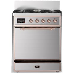 30 Inch Freestanding Dual Fuel Range  - 30 inch Dual Fuel Range with 5 Black Brass Burners view