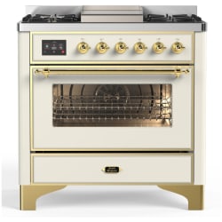 36 Inch Freestanding Dual Fuel Range  - 36 inch Dual Fuel Range with 6 Black Brass Burners and Griddle view