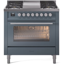 36 Inch Freestanding Dual Fuel Range  - 36 Inch Triple Glass Door Freestanding Dual Fuel Range with 6 Sealed Burner and Griddle view